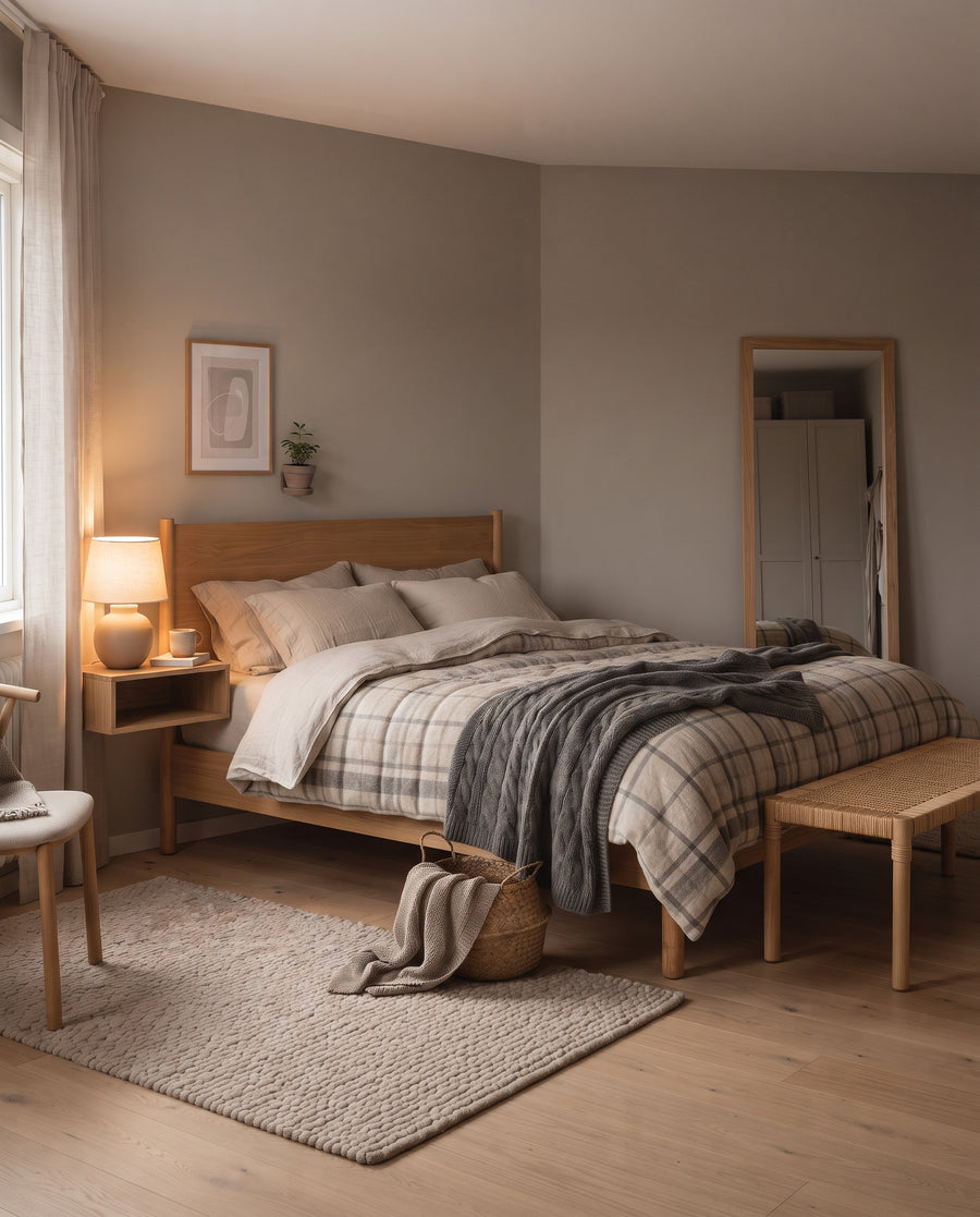 Warme Decke ‘Skog’, 1.400 g Schafschurwolle, Bezug Baumwollsatin, Ansicht 3