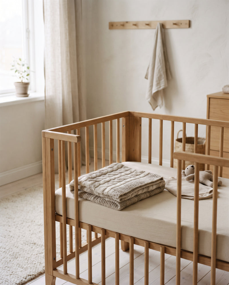 Babydecke ‘Lam’, Lammwolle, gestrickt, 75 × 100 cm, Ansicht 1