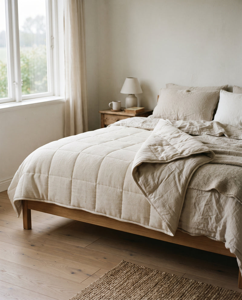 Ganzjahresdecke ‘Fjell’, 1.100 g Schafschurwolle, Bezug Baumwollsatin, Ansicht 1