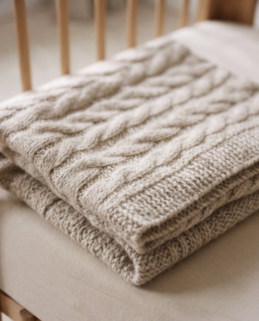 Babydecke ‘Lam’, Lammwolle, gestrickt, 75 × 100 cm, Ansicht 2